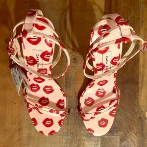 Cool Zara Lips Heels with price tag.